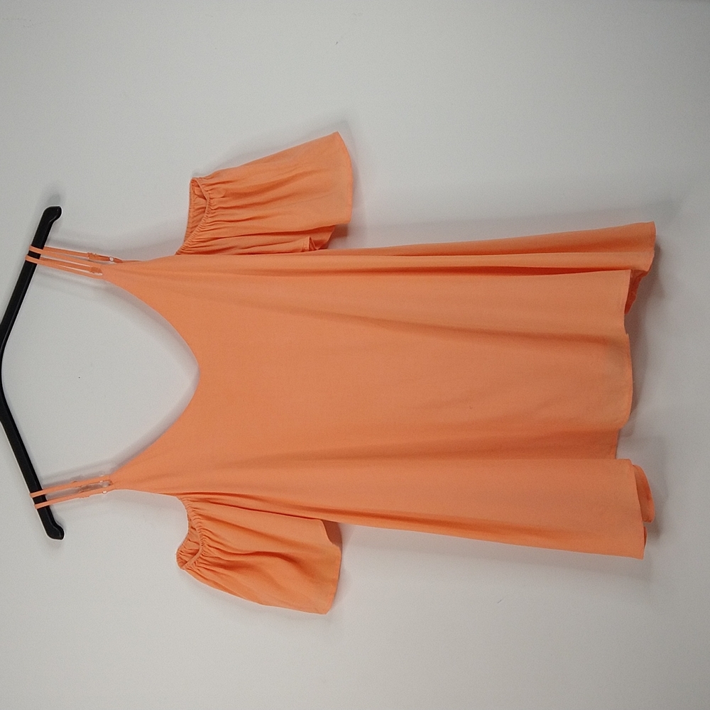 Women Orange Adjustable Straps Cold Shoulder Tunic Size: XL